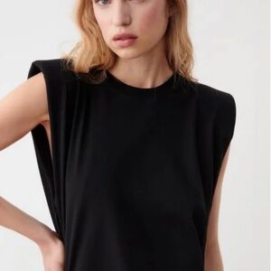 Zara Black Shoulder Pad T-Shirt
